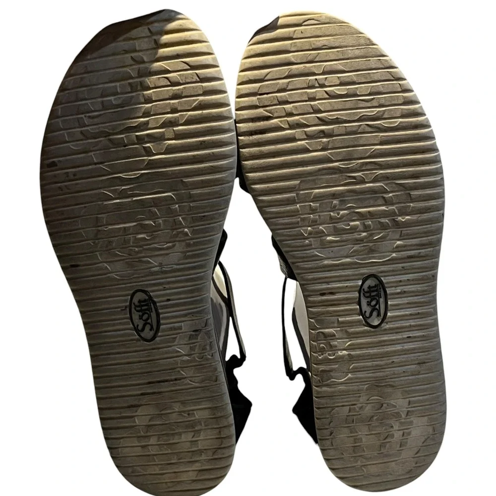 Sofft Black Leather Criss Cross Strap Flat Sandals Women's Size‎ 8.5 Casual